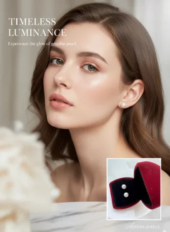 Lifestyle Model wearing 9-10mm Pink Edison Pearl Stud Earrings