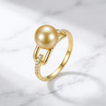 Golden Pearl Ring - 18K Gold Band with Champagne Pearl from China